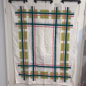 Vintage Mid-Century Tablecloth Rectangle Red, Green, Lime, White 50x66 inches